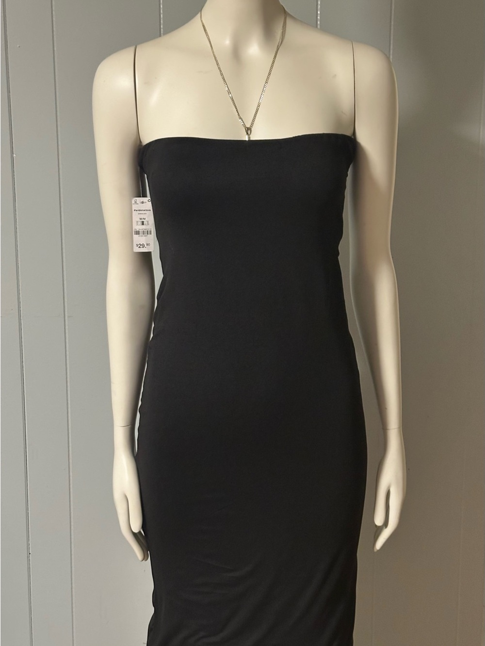 NWT Ardene Black Strapless Bodycon Midi Dress Open Back Size Medium
